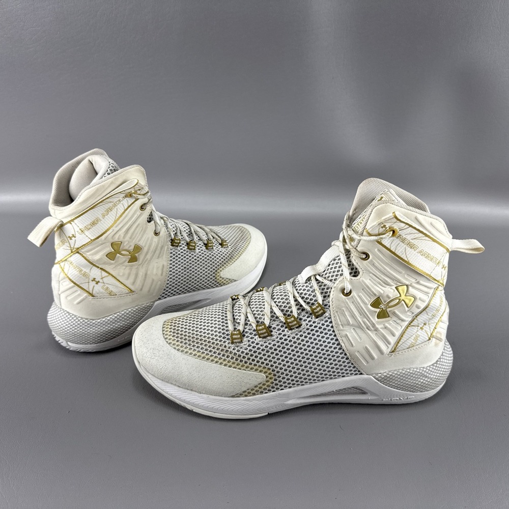 Under Armour Shoes Womens Size 12 Hovr Highlight Ace White Gold Mesh Volleyball